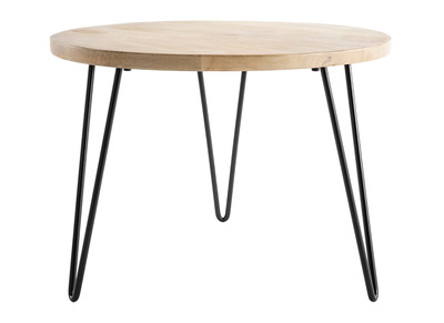 Table basse ronde bois manguier massif et métal noir D60 cm VIBES