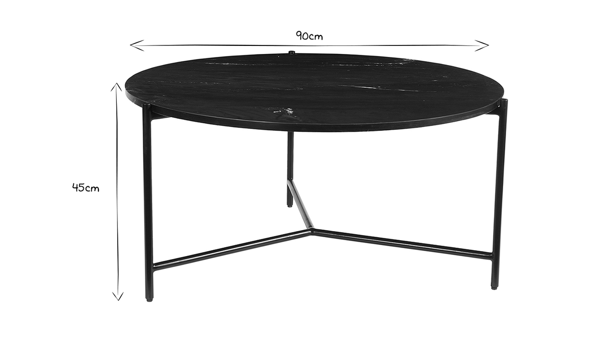 Table basse ronde design en marbre noir D90 cm BUMCELLO