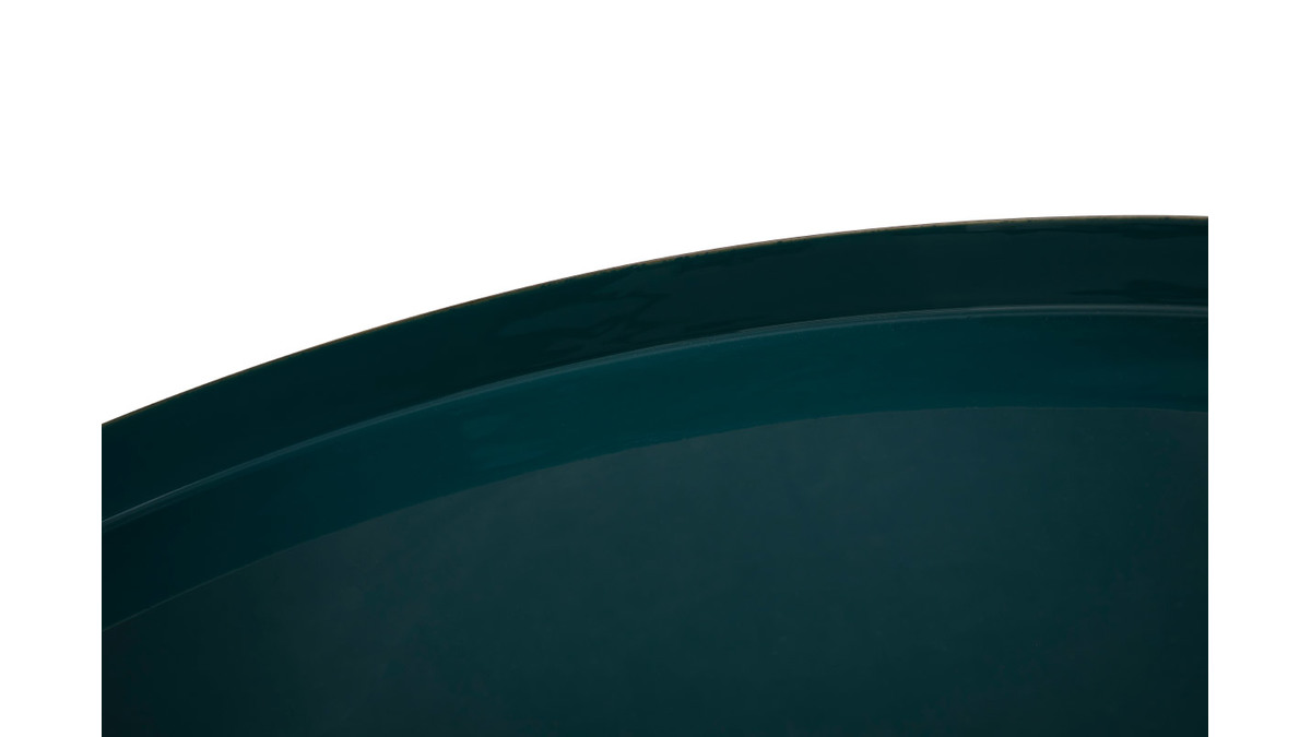 Table basse ronde en acier laqu bleu ptrole et dor D55 cm SPLEEN