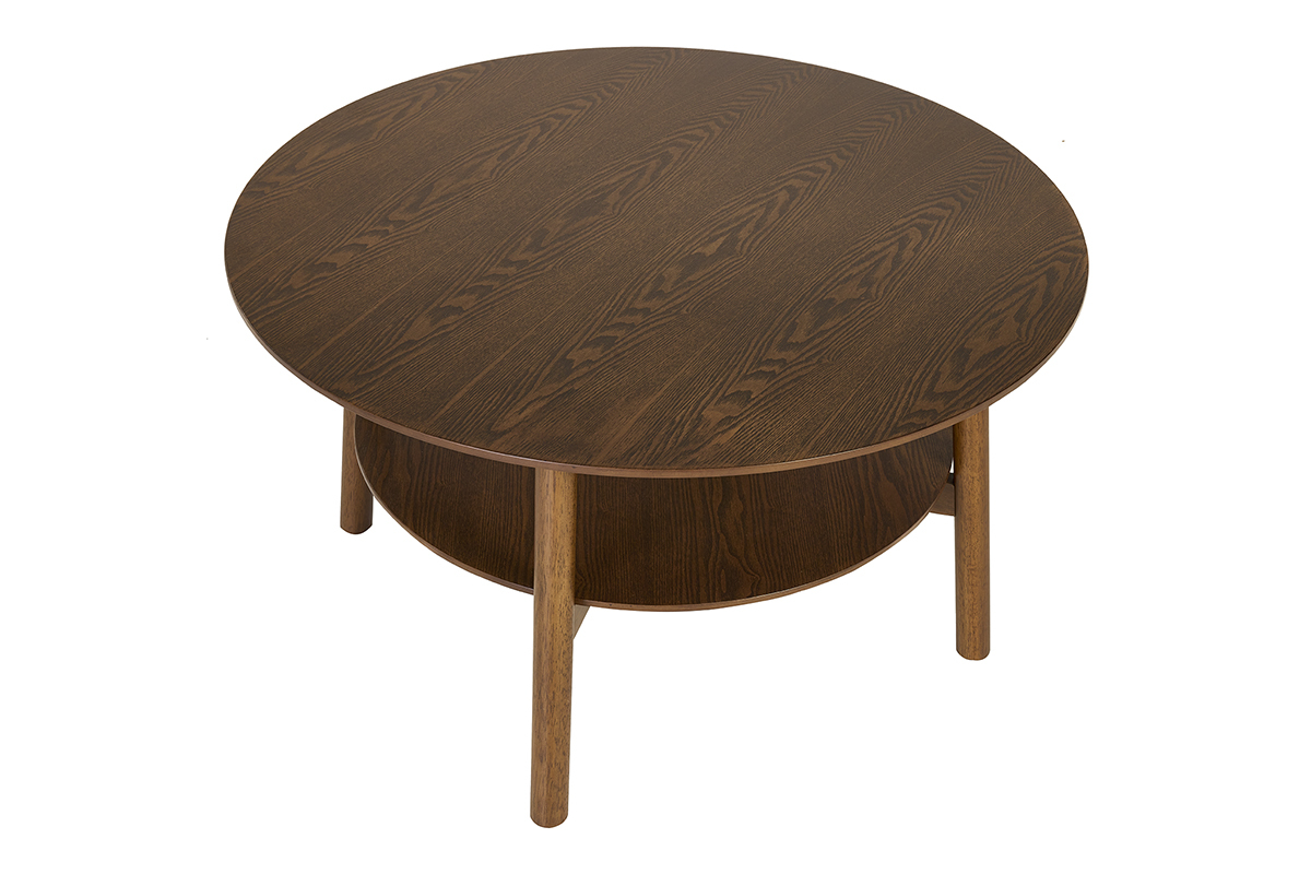Table basse ronde en bois fonc� D80 cm MALVA