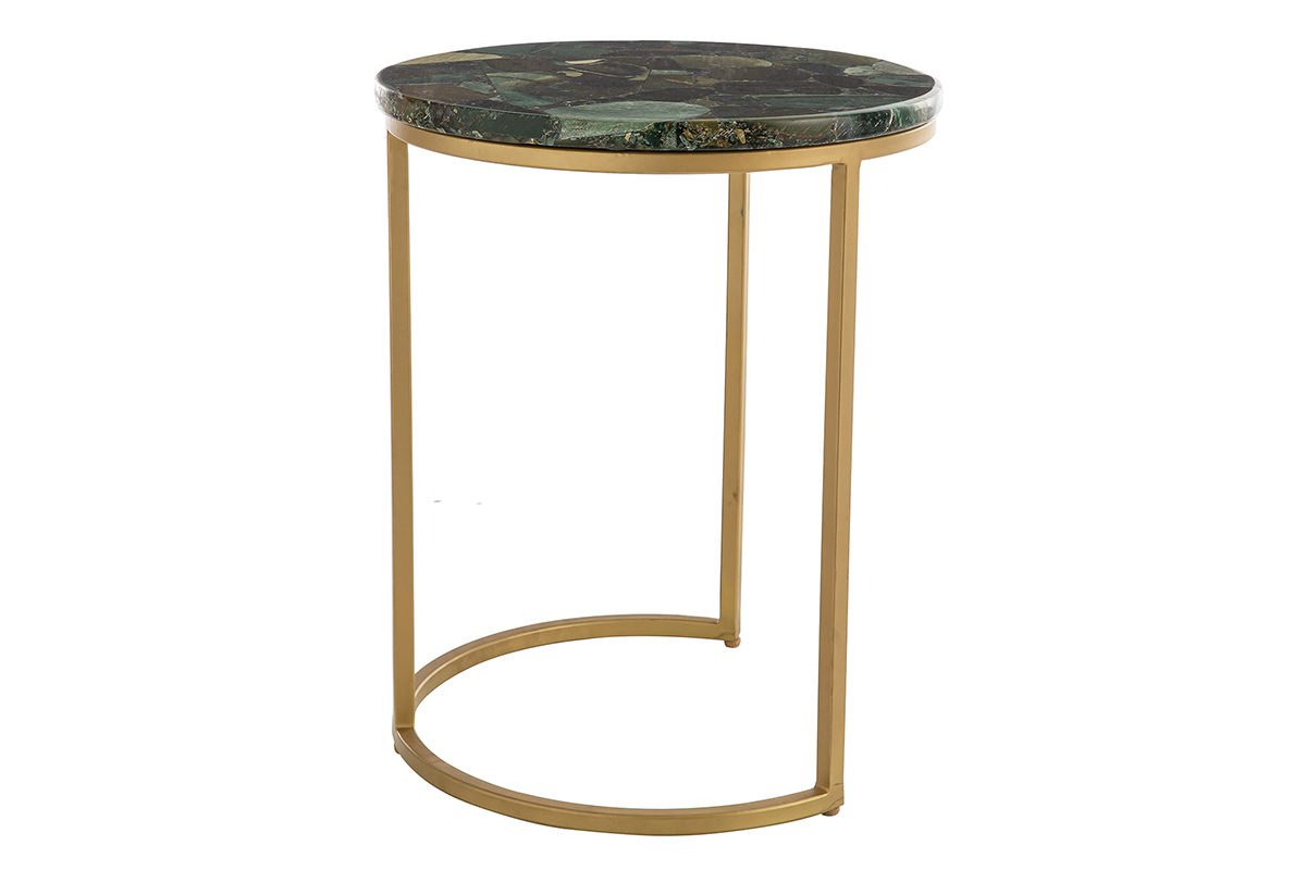 Table basse ronde en jaspe verte D40 cm PIETRA