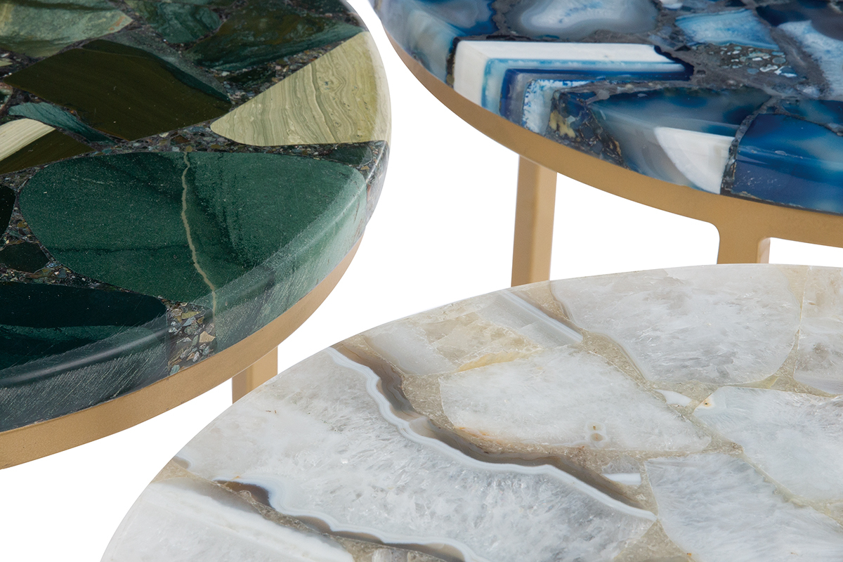 Table basse ronde en jaspe verte D40 cm PIETRA