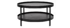 Table basse ronde finition ch&ecirc;ne noir et m&eacute;tal D80 cm TWICE