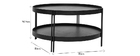 Table basse ronde finition ch&ecirc;ne noir et m&eacute;tal D80 cm TWICE