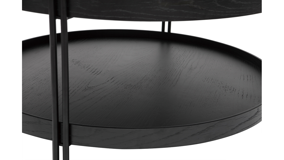 Table basse ronde finition chêne noir et métal D80 cm TWICE