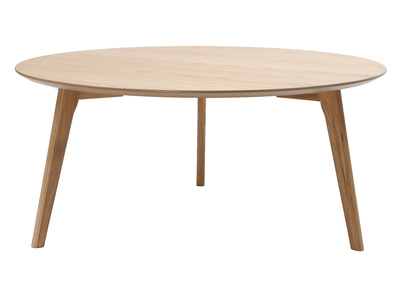 Table basse ronde scandinave bois clair chêne D90 cm ORKAD