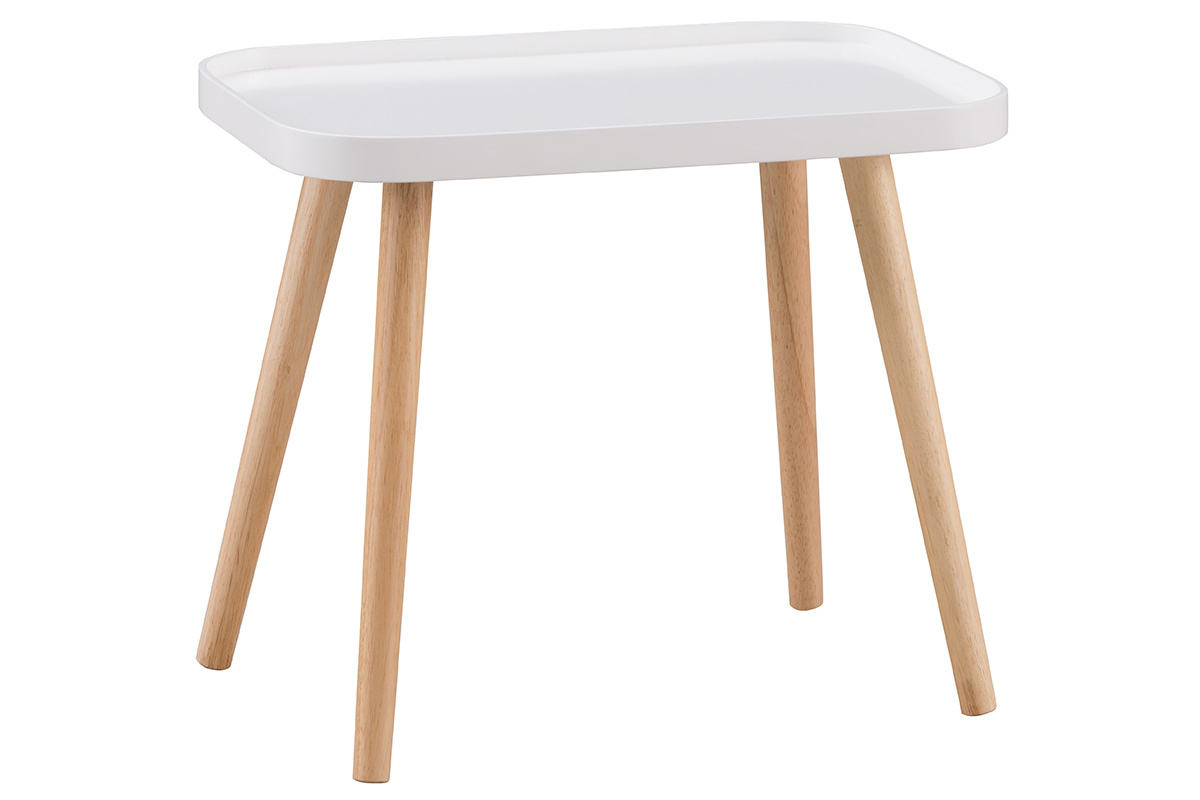 Table basse scandinave blanc et bois clair BENTO
