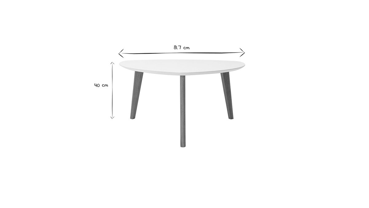 Table basse scandinave blanc et bois clair chêne L80 cm EKKA