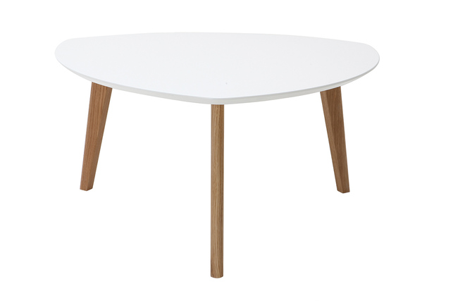 Table basse scandinave blanc et bois clair chêne L80 cm EKKA - Miliboo