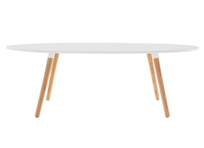Table basse scandinave blanc et bois clair GILDA