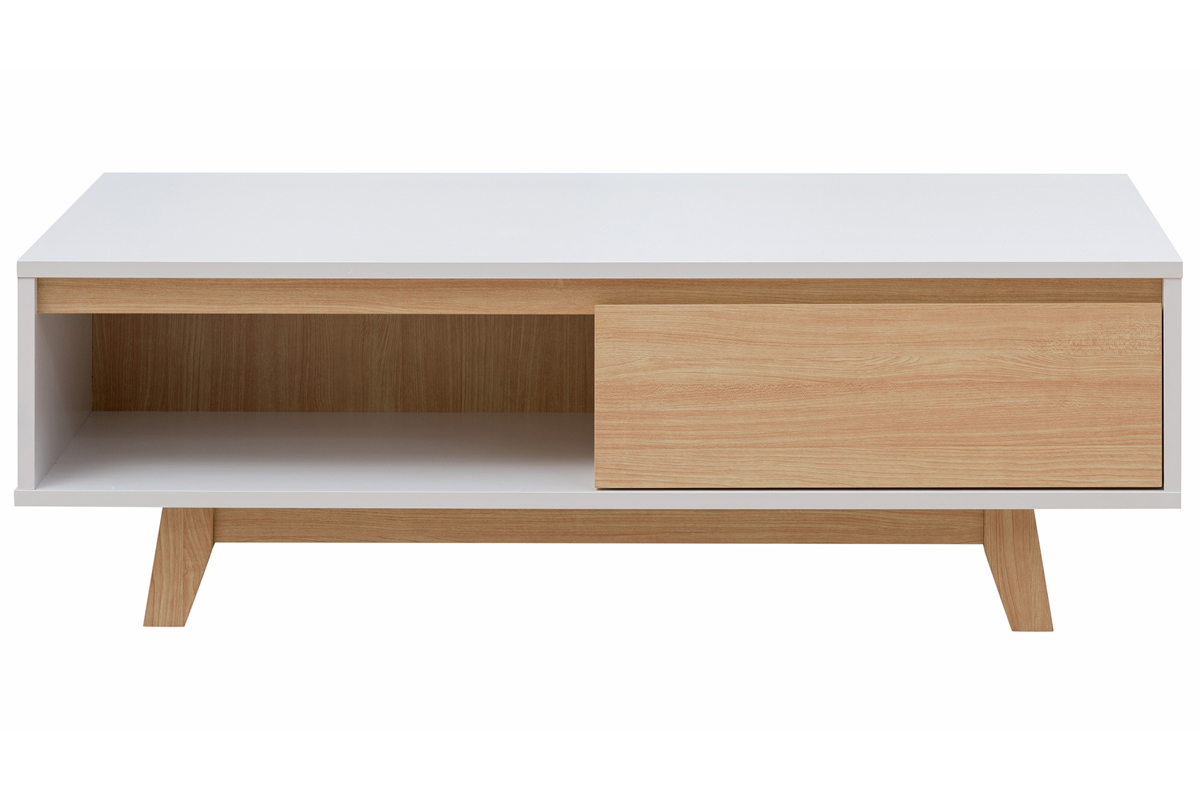 Table basse scandinave blanc et bois LAHTI