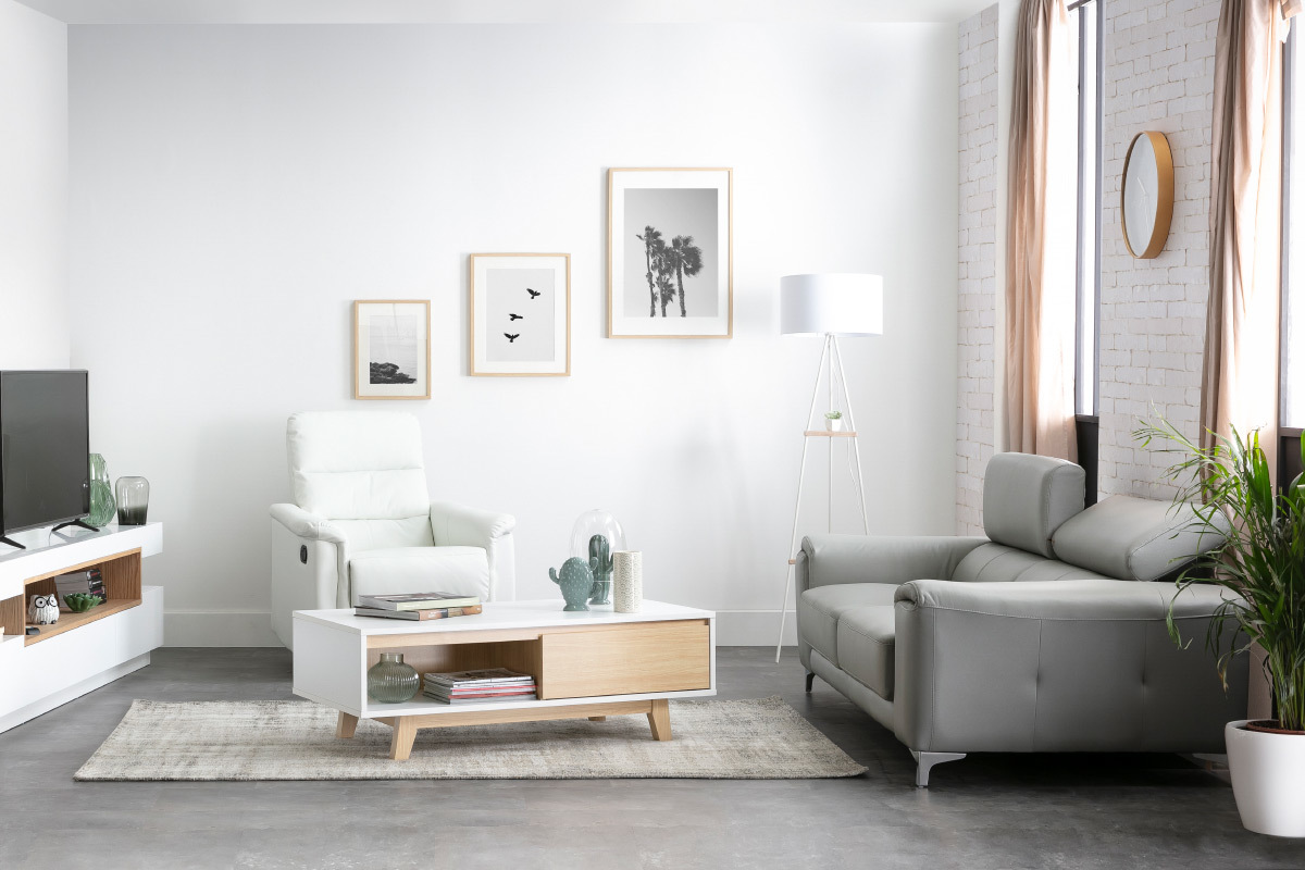 Table basse scandinave blanc et bois LAHTI