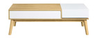 Table basse scandinave bois clair et blanc avec rangement TALIA
