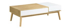 Table basse scandinave bois clair et blanc avec rangement TALIA