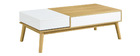 Table basse scandinave bois clair et blanc avec rangement TALIA