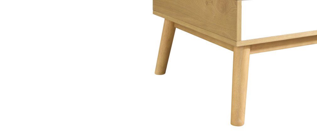 Table basse scandinave bois clair et blanc avec rangement TALIA
