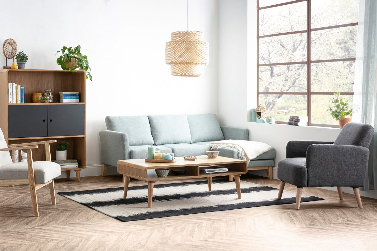 Table basse scandinave chne clair L120 cm COPENHAGUE