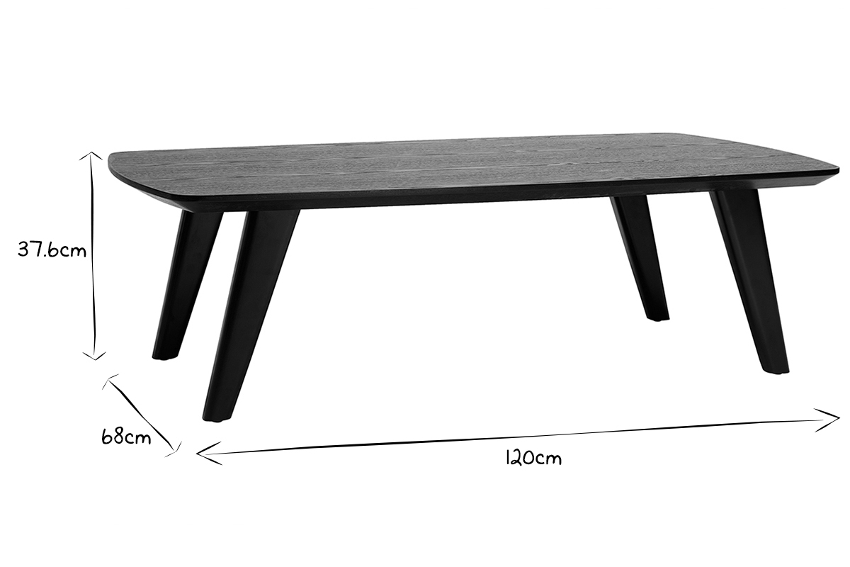 Table basse vintage noire rectangulaire L120cm FIFTIES