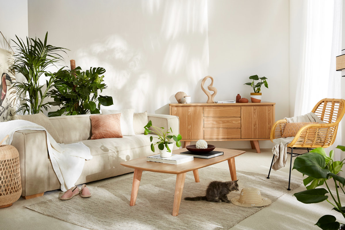 Table basse vintage noire rectangulaire L120cm FIFTIES