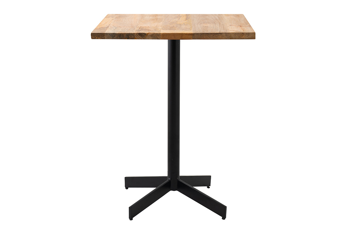 Table bistrot carr�e en bois massif et m�tal noir D60 cm SOPRA