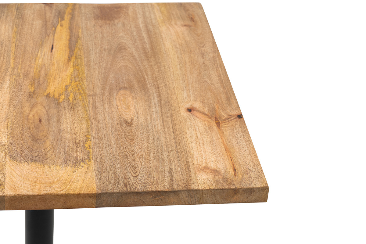 Table bistrot carr�e en bois massif et m�tal noir D60 cm SOPRA