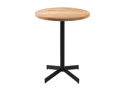 Table bistrot ronde en bois massif et m&eacute;tal noir D60 cm MEERA