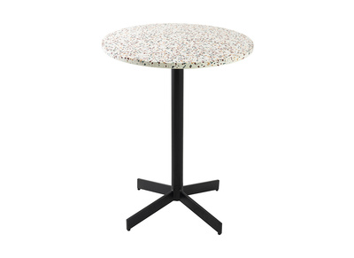 Table bistrot ronde en terrazzo et m&eacute;tal noir D60 cm MEERA