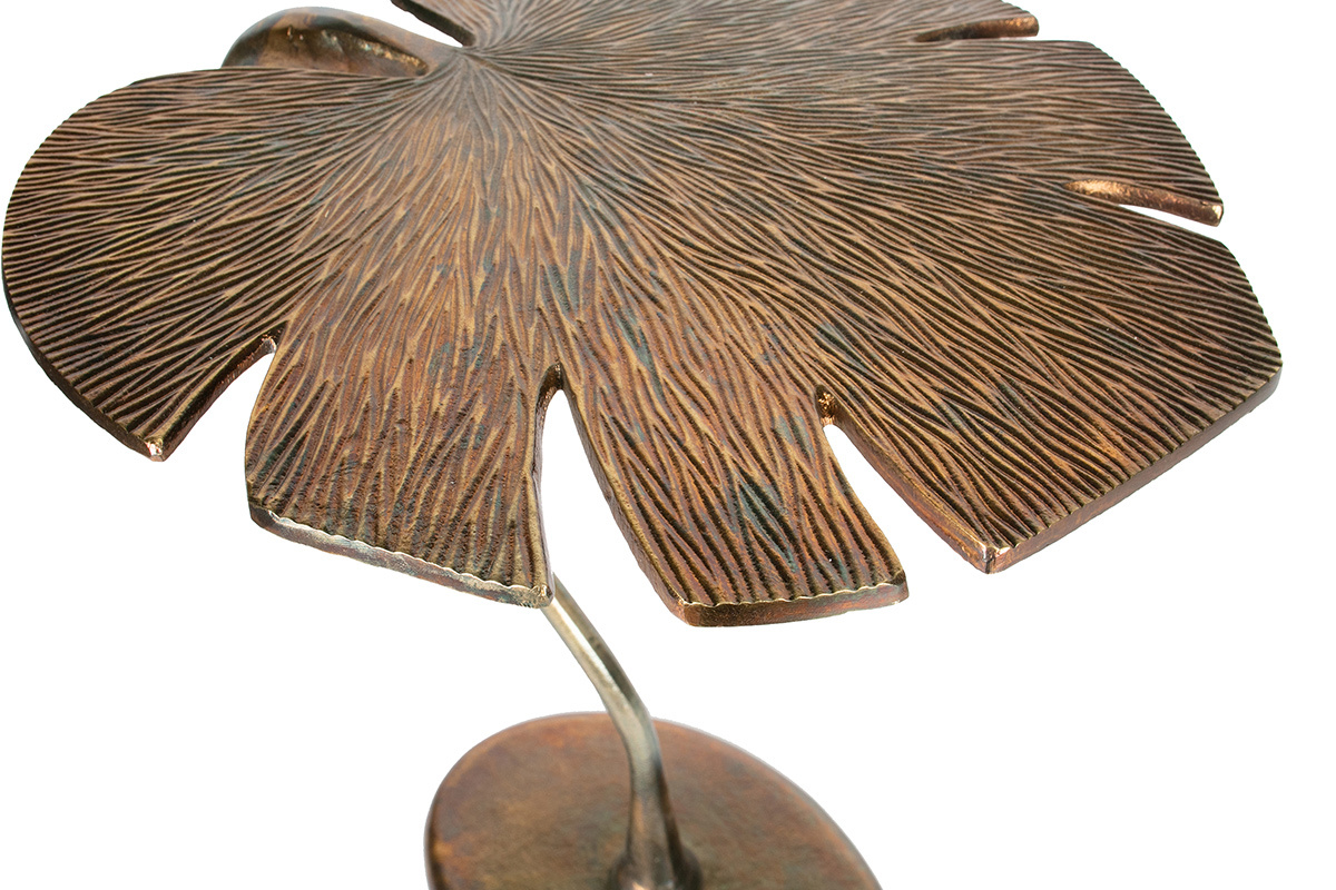Table d'appoint avec plateau feuille en laiton antique FOGLIA