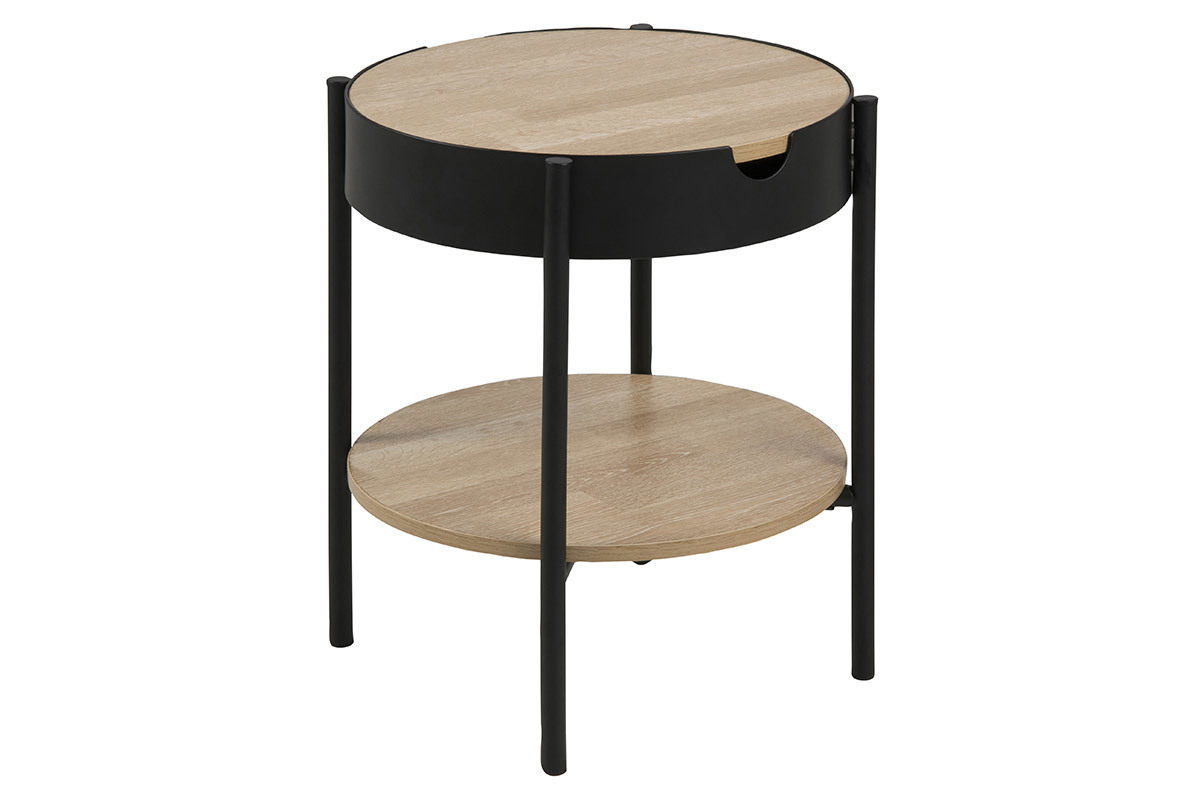 Table d'appoint bois et m�tal noir 45cm SUZIE