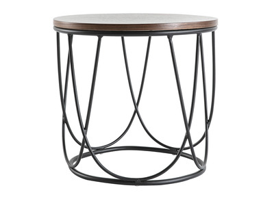 Table d'appoint bois fonc&eacute; et m&eacute;tal 42 cm LACE