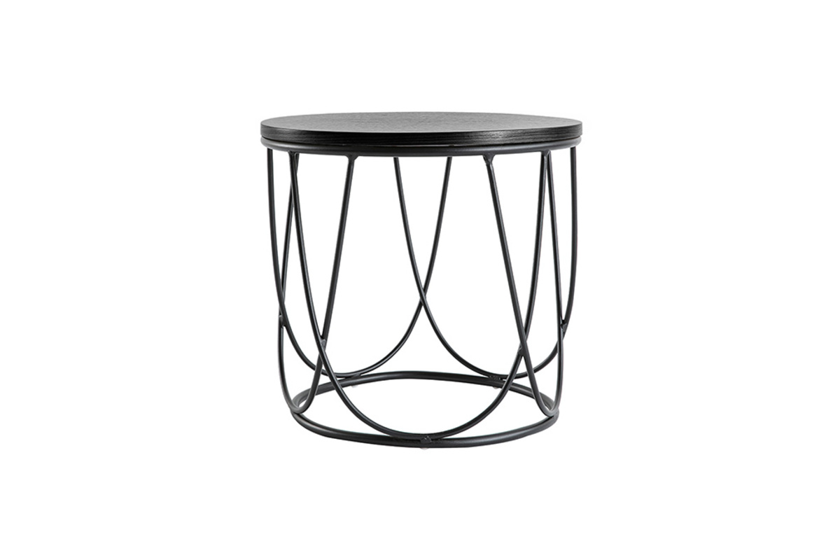 Table d'appoint bois noir et m�tal L42 x H40 cm LACE
