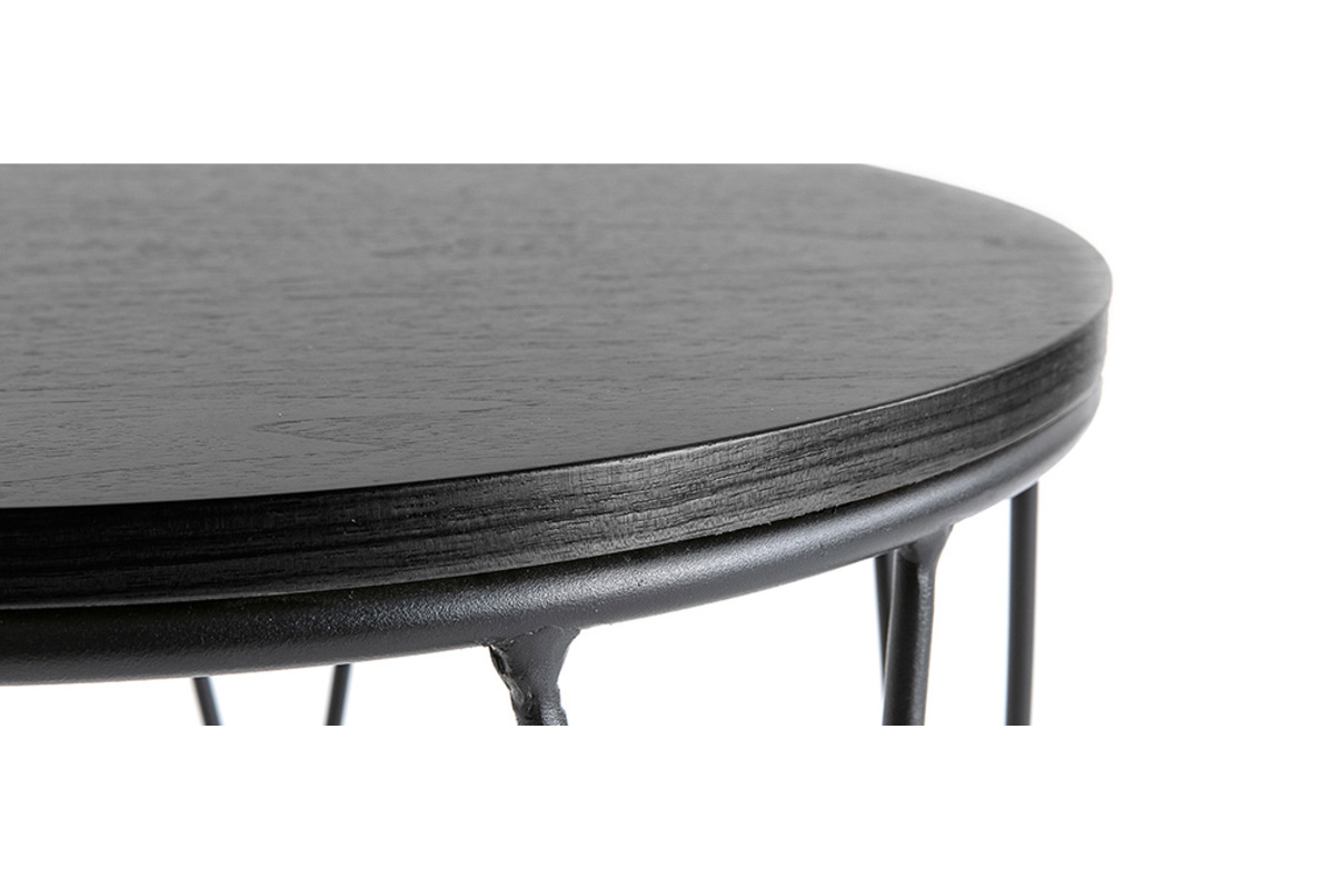 Table d'appoint bois noir et m�tal L42 x H40 cm LACE