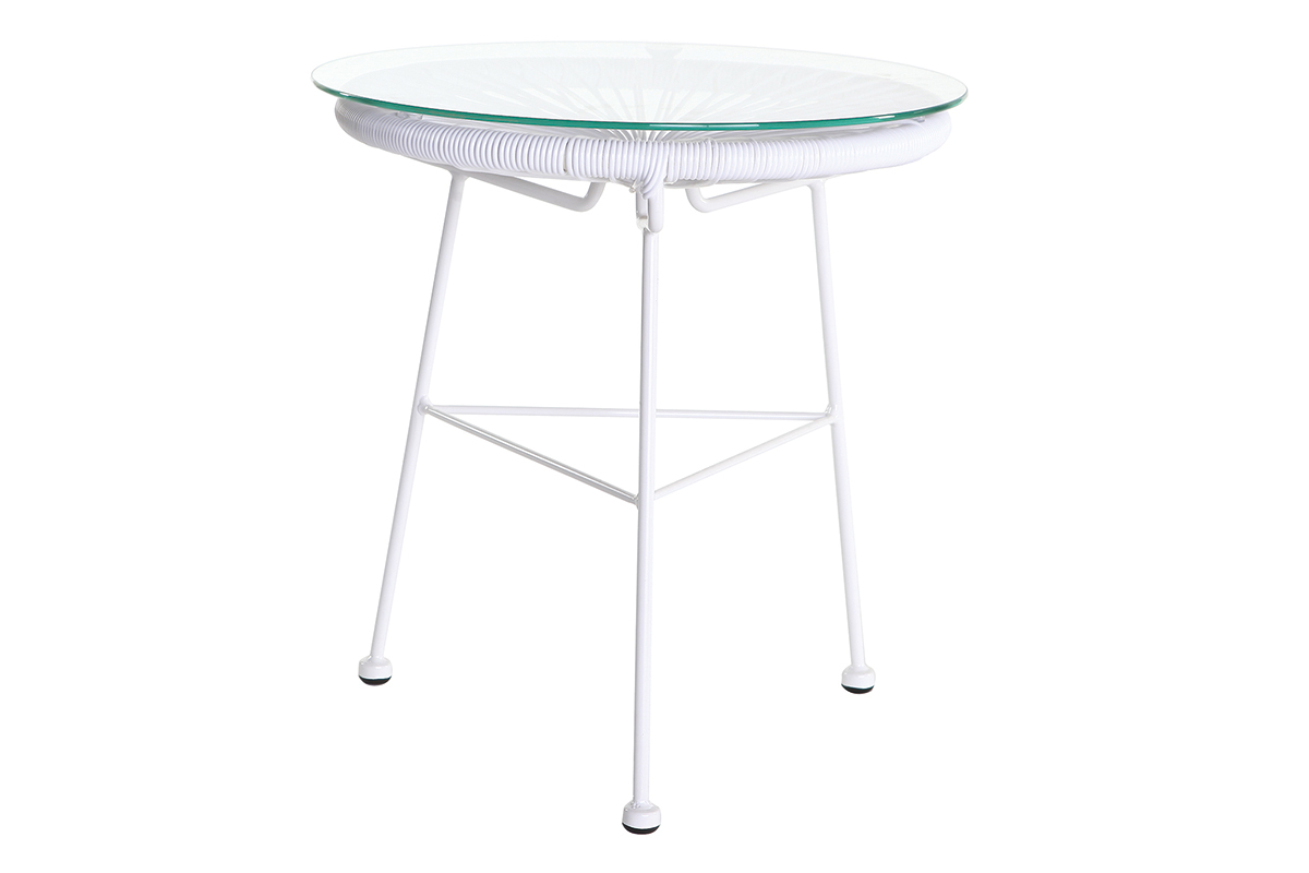 Table d'appoint de jardin en fils de r�sine blanc BELLAVISTA