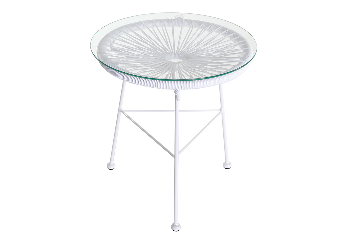 Table d'appoint de jardin en fils de r�sine blanc BELLAVISTA
