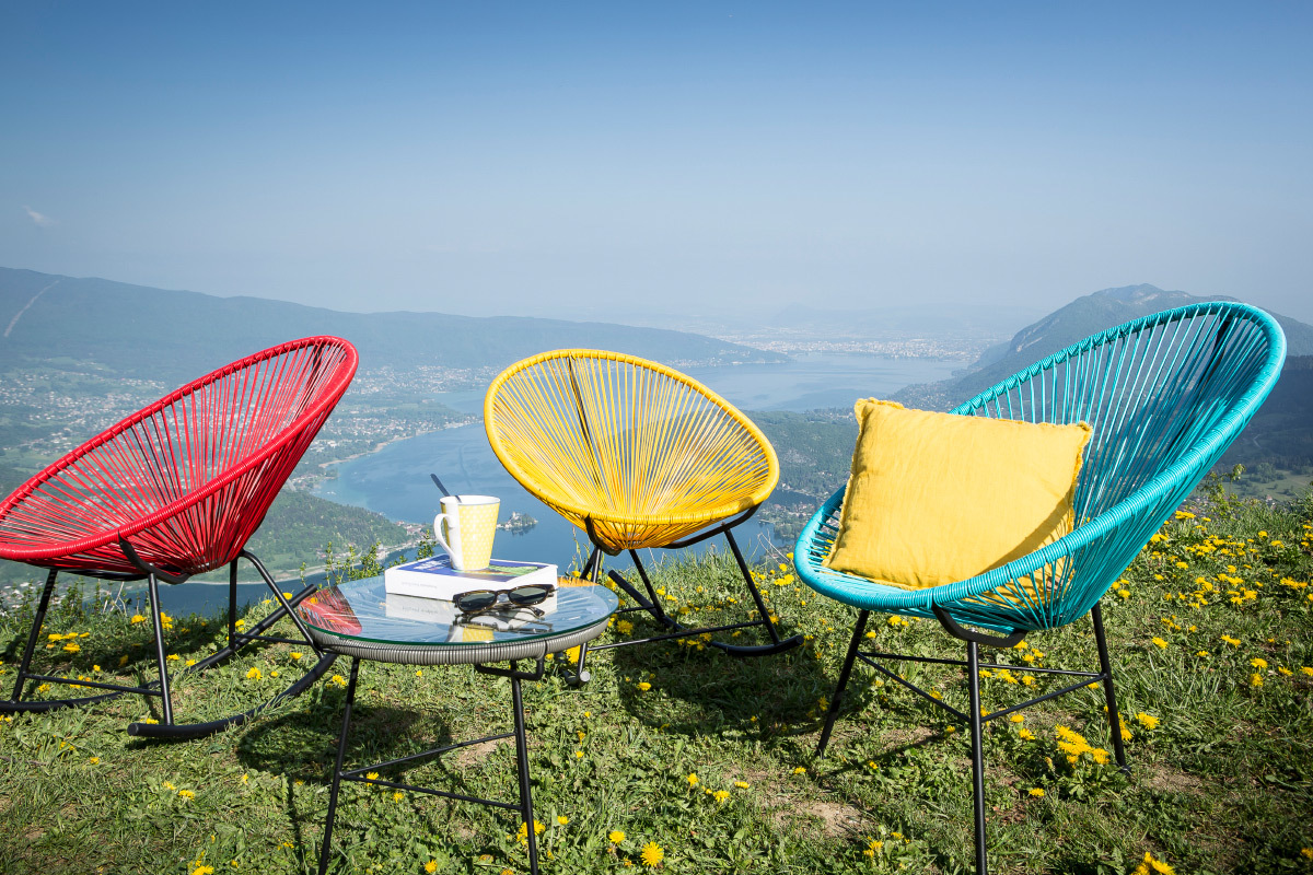 Table d'appoint de jardin en fils de r�sine blanc BELLAVISTA