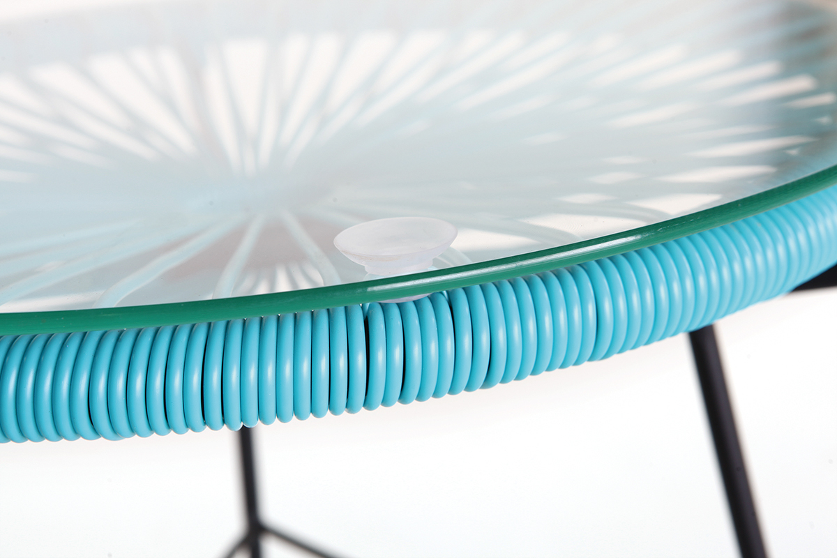 Table d'appoint de jardin en fils de r�sine turquoise BELLAVISTA