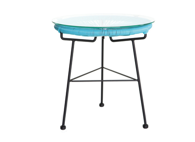 Table d'appoint de jardin en fils de r&eacute;sine turquoise BELLAVISTA