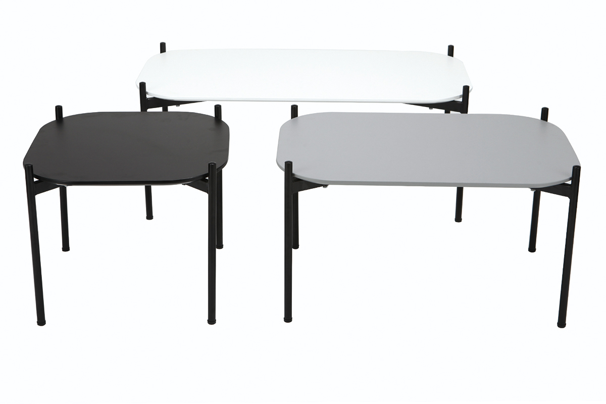 Table d'appoint design 50 cm noire pieds m�tal SEGA