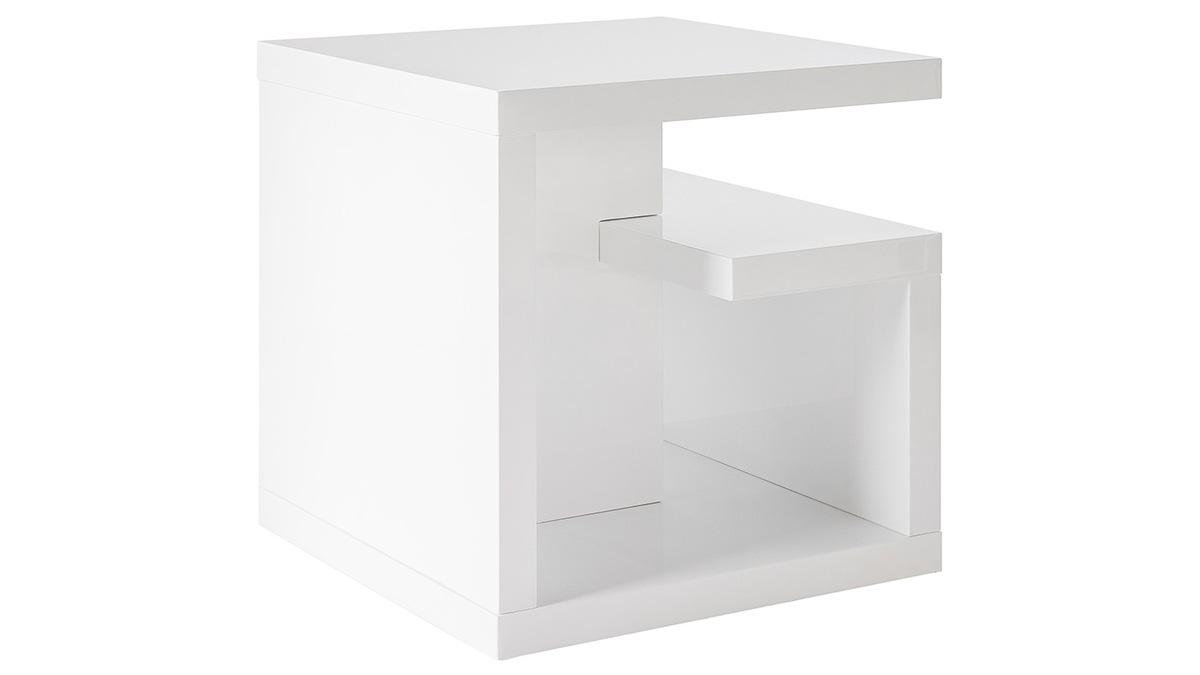 Table d'appoint design blanc laqu L50 cm HALTON