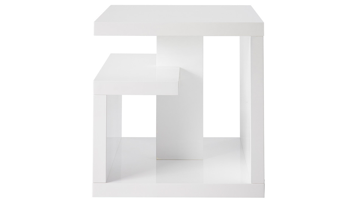 Table d'appoint design blanc laqué L50 cm HALTON
