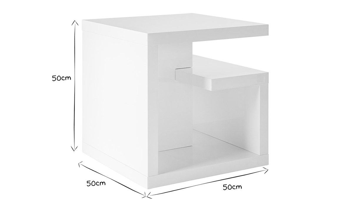 Table d'appoint design blanc laqué L50 cm HALTON