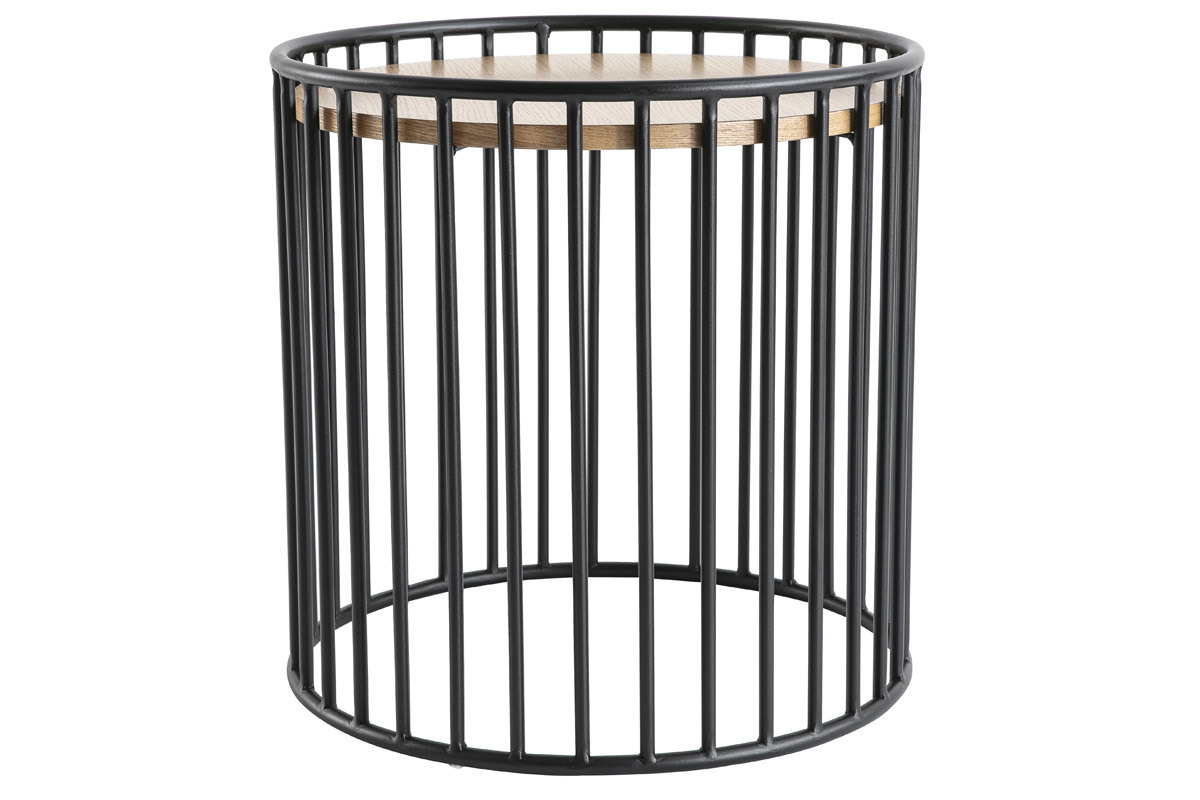 Table d'appoint design bois clair et m�tal HARP