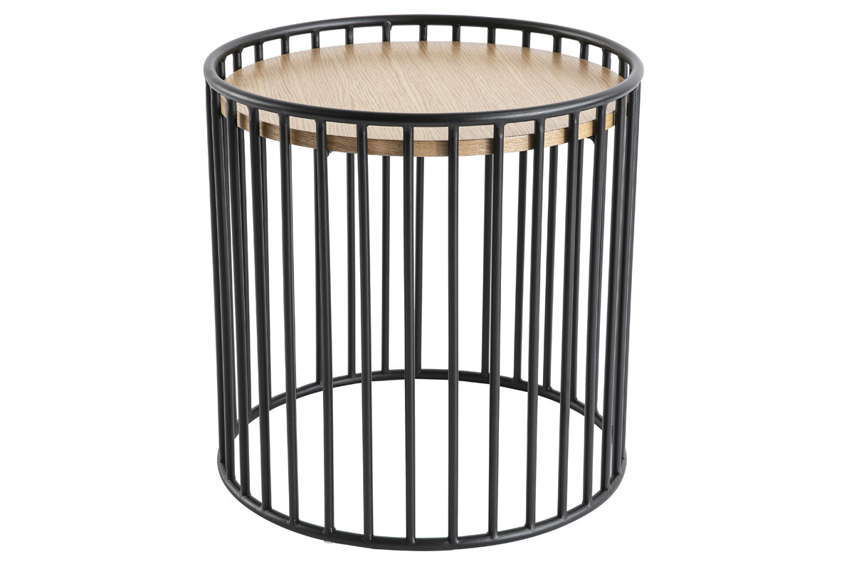 Table d'appoint design bois clair et m�tal HARP