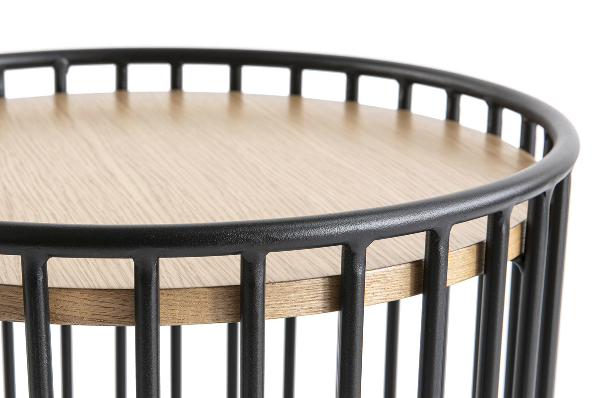 Table d'appoint design bois clair et m�tal HARP