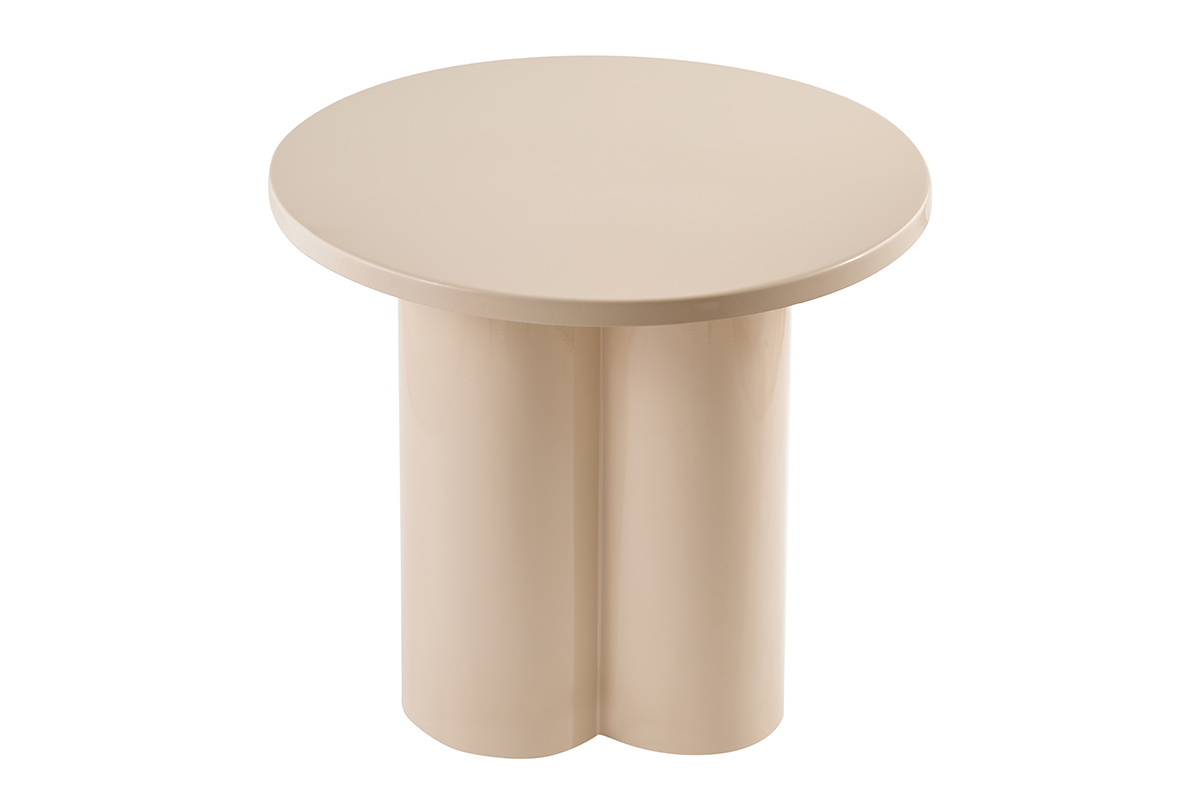 Table d'appoint design en m�tal �maill� beige D51 cm ZELIE