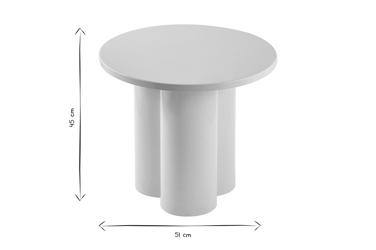 Table d'appoint design en m�tal �maill� beige D51 cm ZELIE