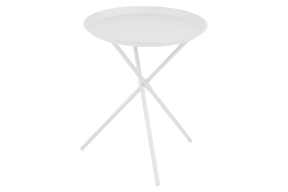 Table d'appoint design m�tal blanc MIKADO