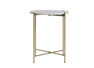 Table d'appoint design ronde en terrazzo et métal doré D40 cm MEZZO