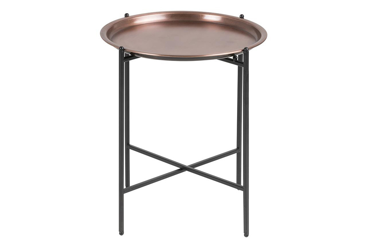 Table d'appoint design ronde m�tal cuivr� LUZ
