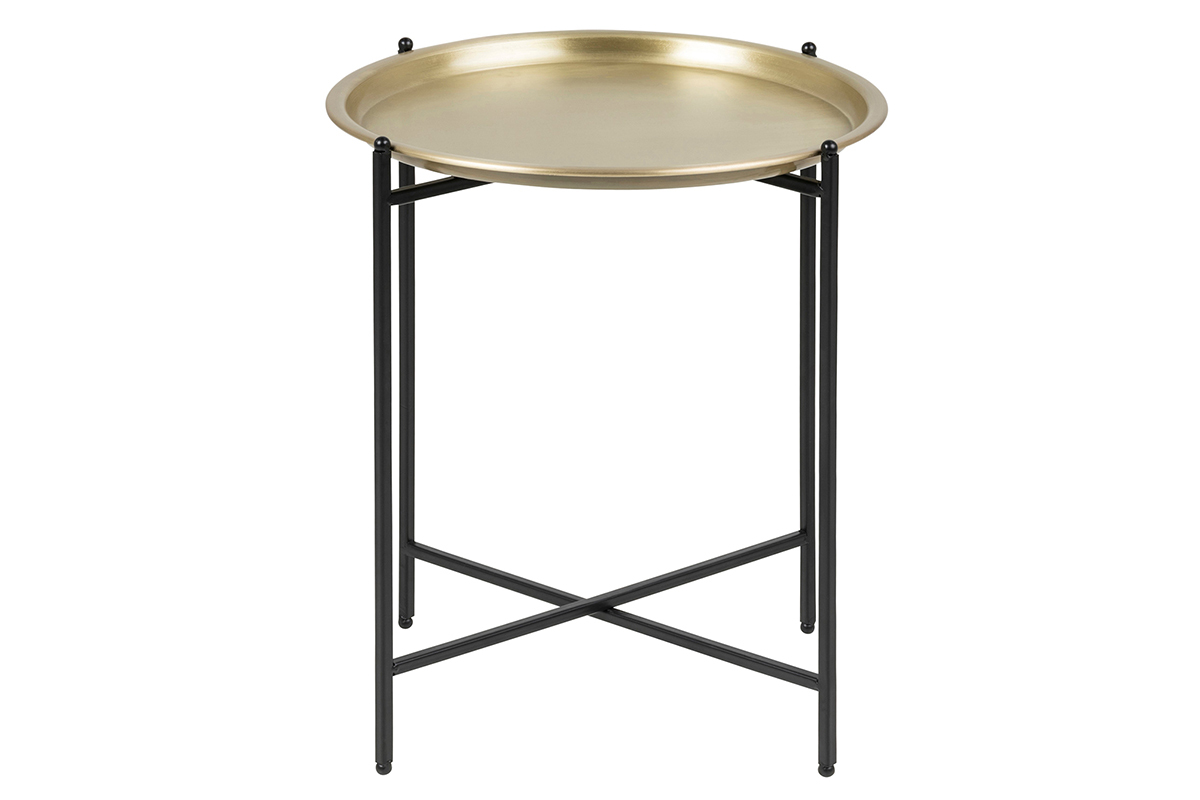 Table d'appoint design ronde m�tal dor� LUZ